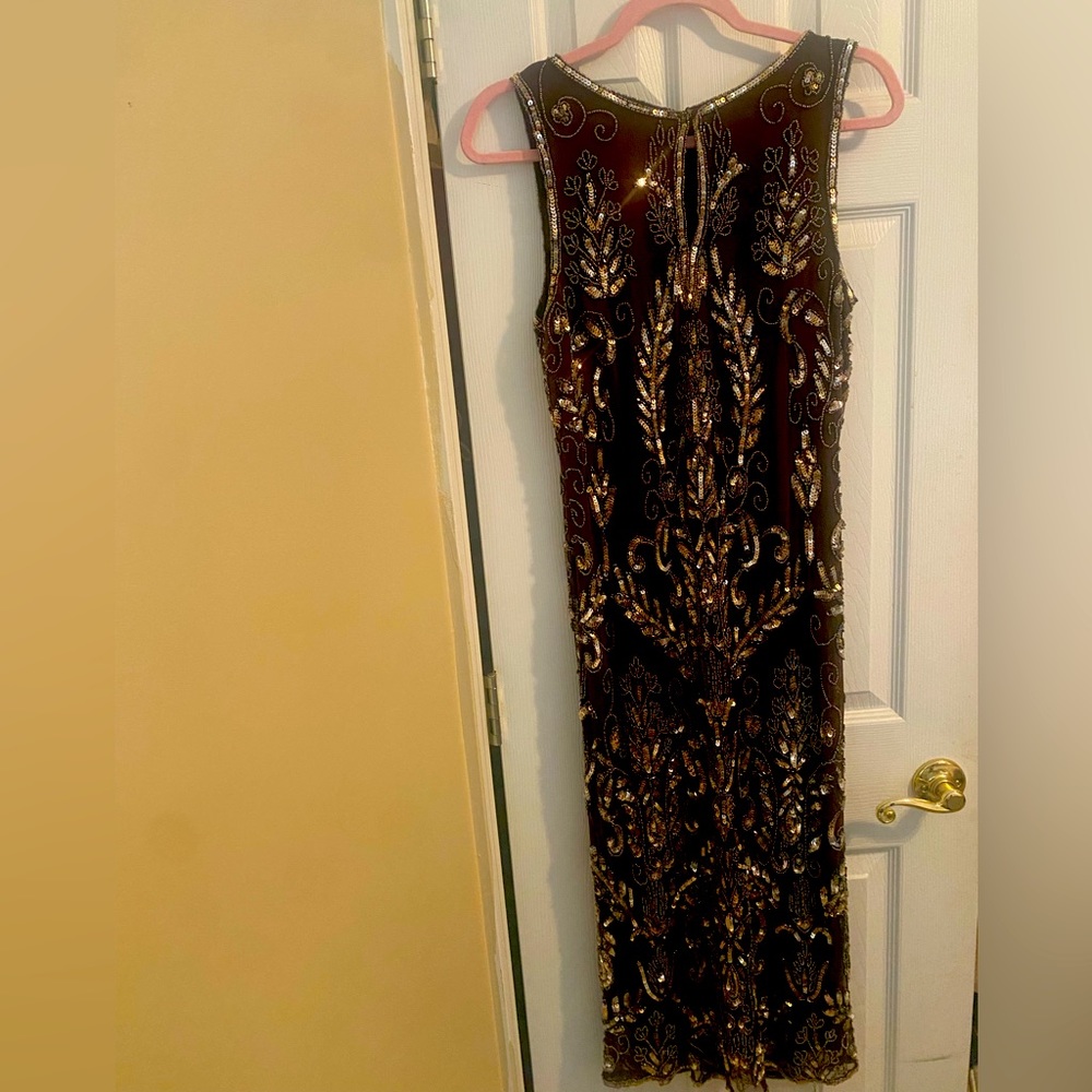 Pisarro Nights chocolate brown sequenced dress size 12